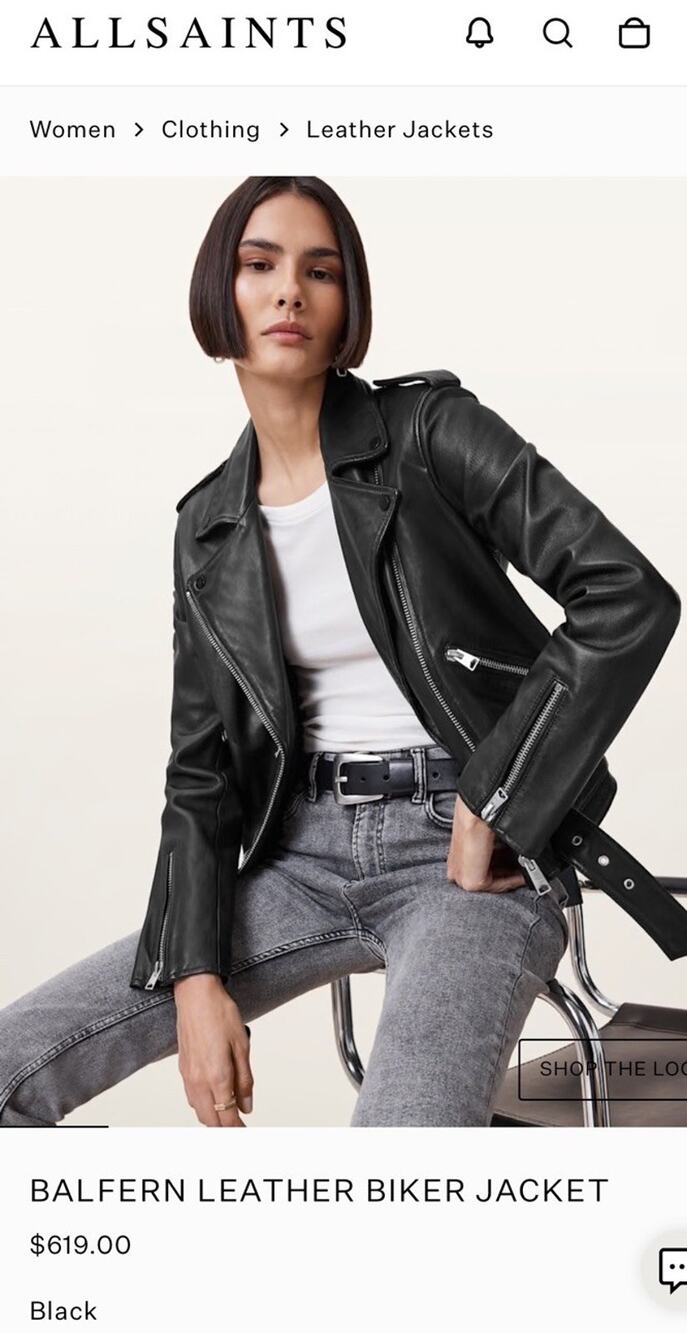 ALLSAINTS Balfern Leather Biker Jacket Women US 6 UK 10 Black Moto Belted Soft